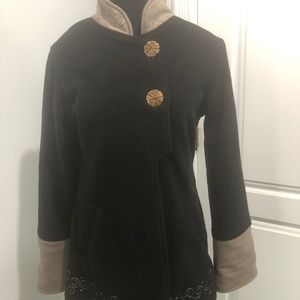 Organic Cotton Coastal Grandma Nepal made Fleece Jacket with Embroidery
